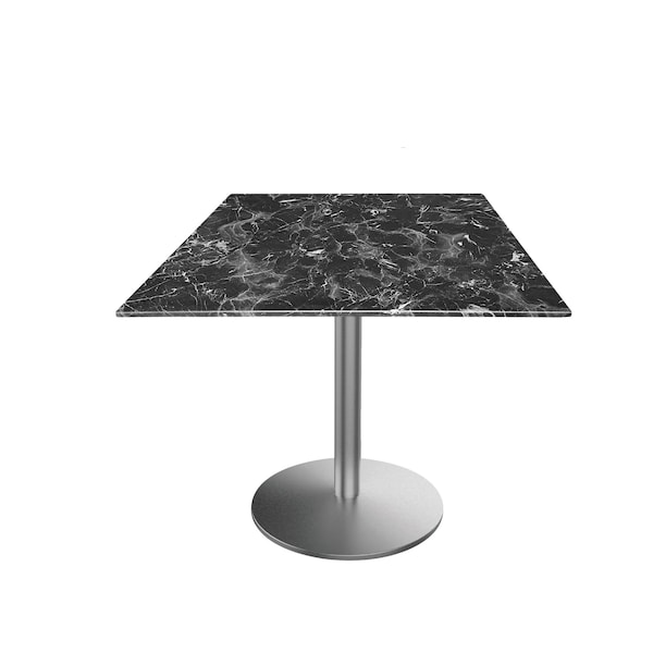 Holland Bar Stool Co 30 Tall OD214 St Steel Table Base w22 Dia foot, 32x32 Square Black Marble Top, IndoorOutdoor OD214-2230SSODS32SQBM - main